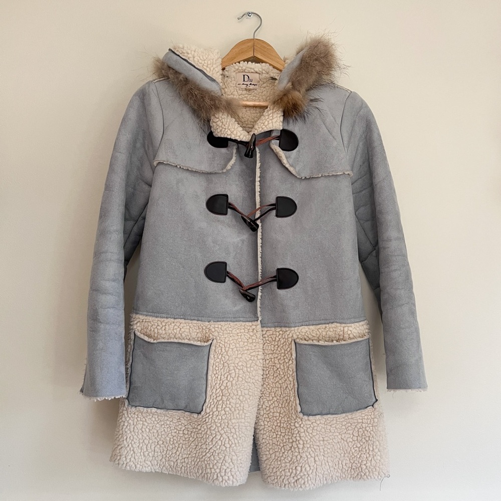 Faux Shearling Toggle Coat